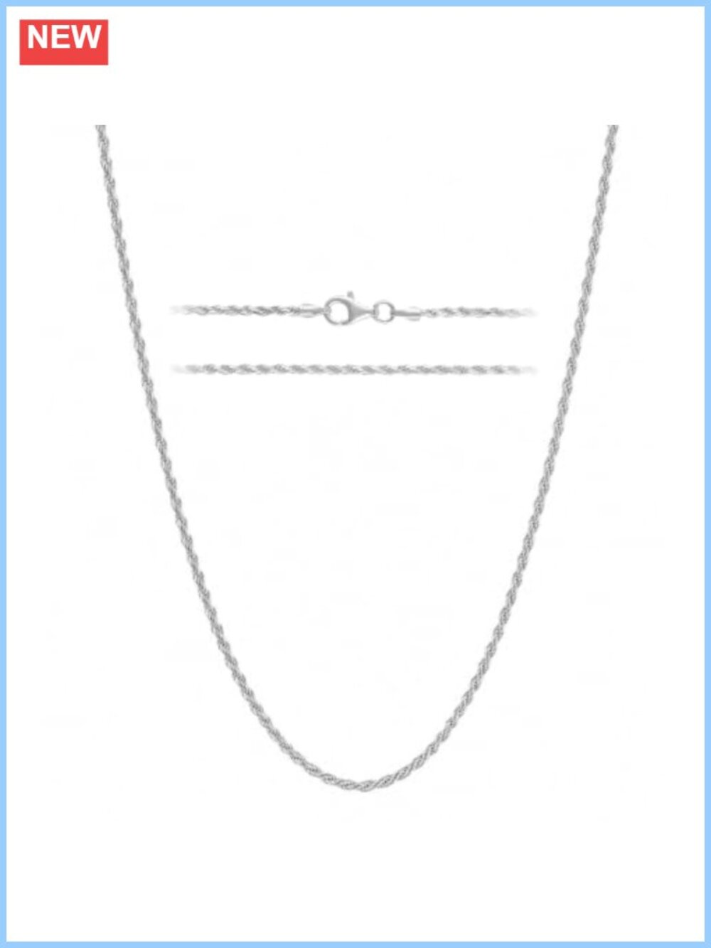 925 Sterling Silver Rope Chain Necklace 1.6mm Diamond Cut